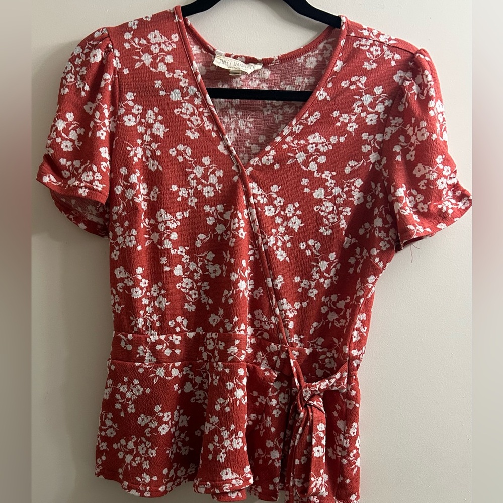 Sweet Wanderer Crimson and Ivory Floral Blouse